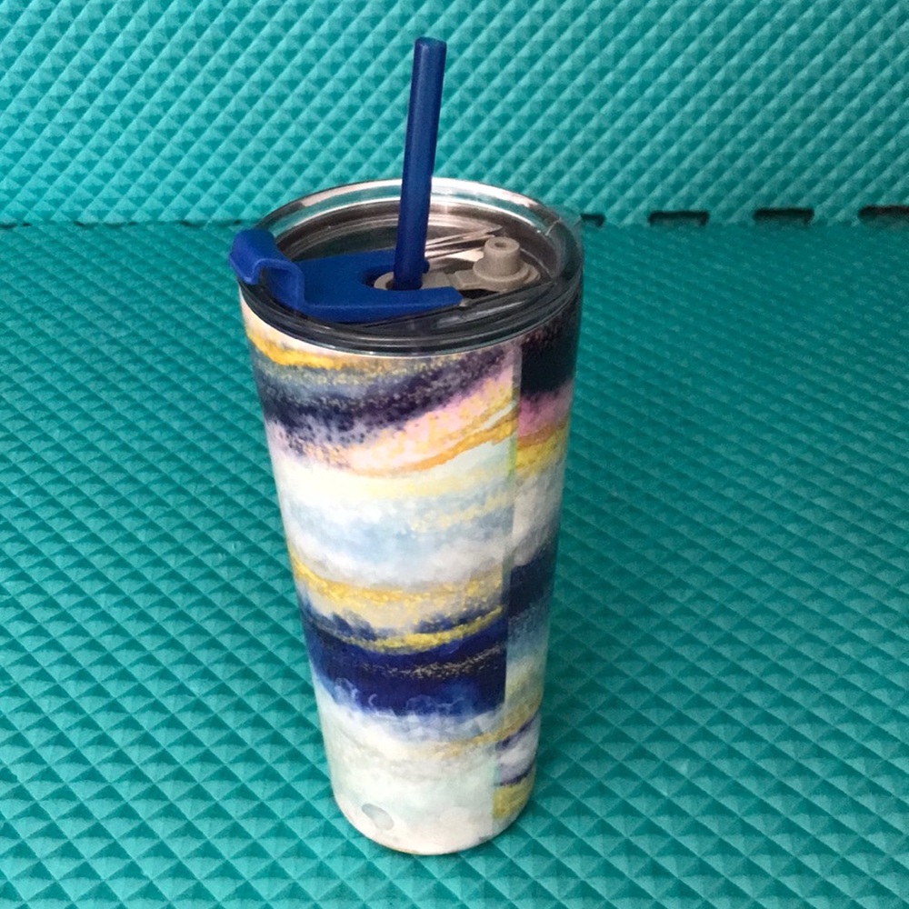 Stainless Steel Marbled Tumbler with Lid and straw | 14 Oz